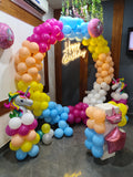 Unicorn Rainbow Balloon Arch with Neon Happy Birthday Sign
